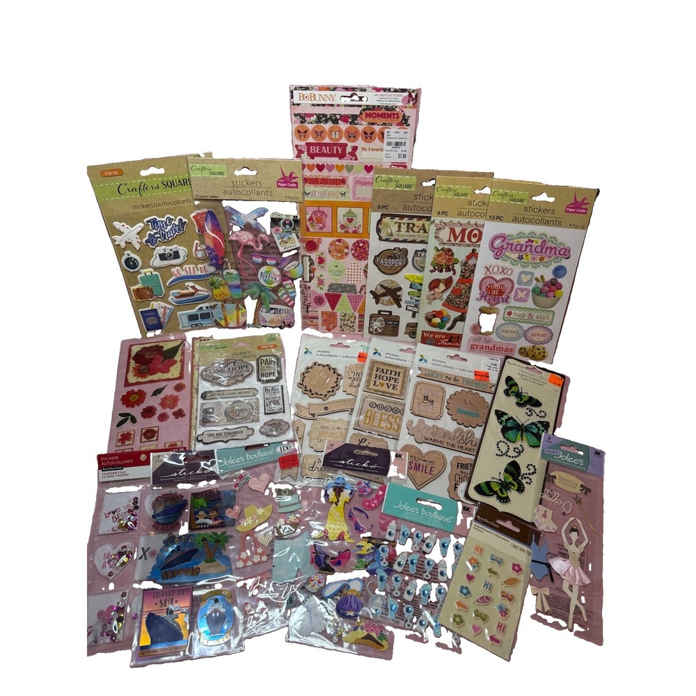 Craft Sticker Lot 19 Packs Jolee's Crafter's Square BoBunny Travel Scrapbook‎